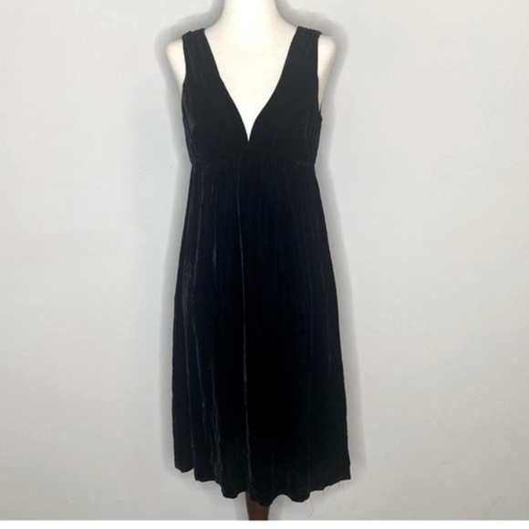 Vince Black Velvet Silk Blend Dress Size Large - Picture 3 of 9